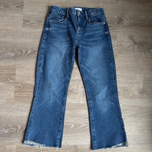 Frame Denim Le Crop Mini Boot Jeans  Huntdale LCMBRA118 Flare Leg Raw Hem - Picture 2 of 12